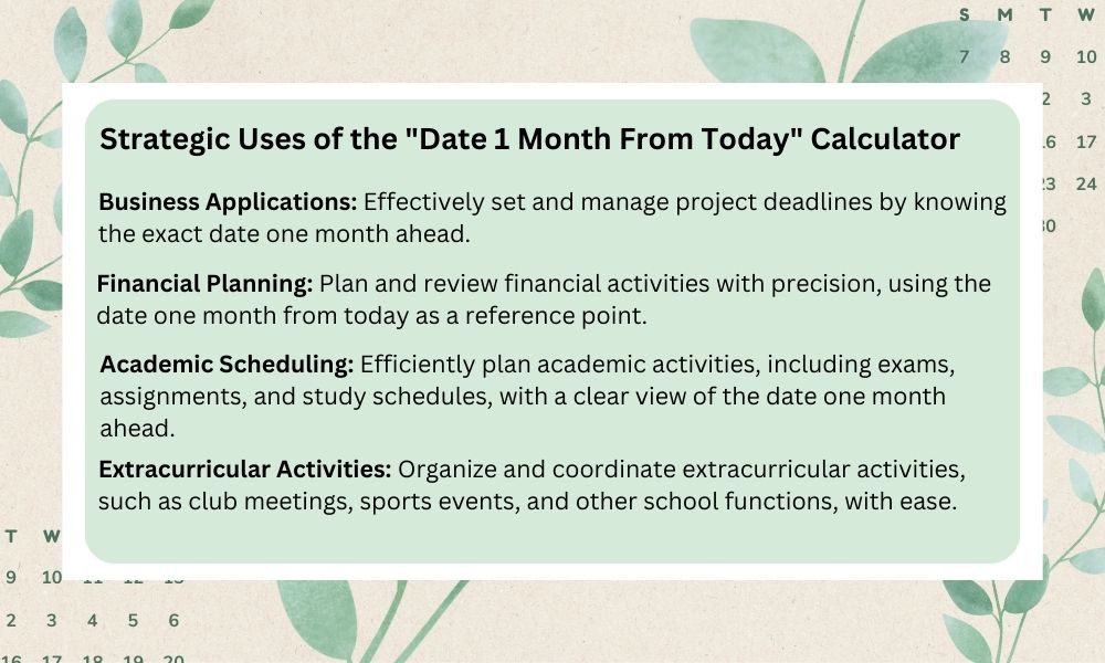 Strategic Uses of the Date 1 Month From Today Calculator